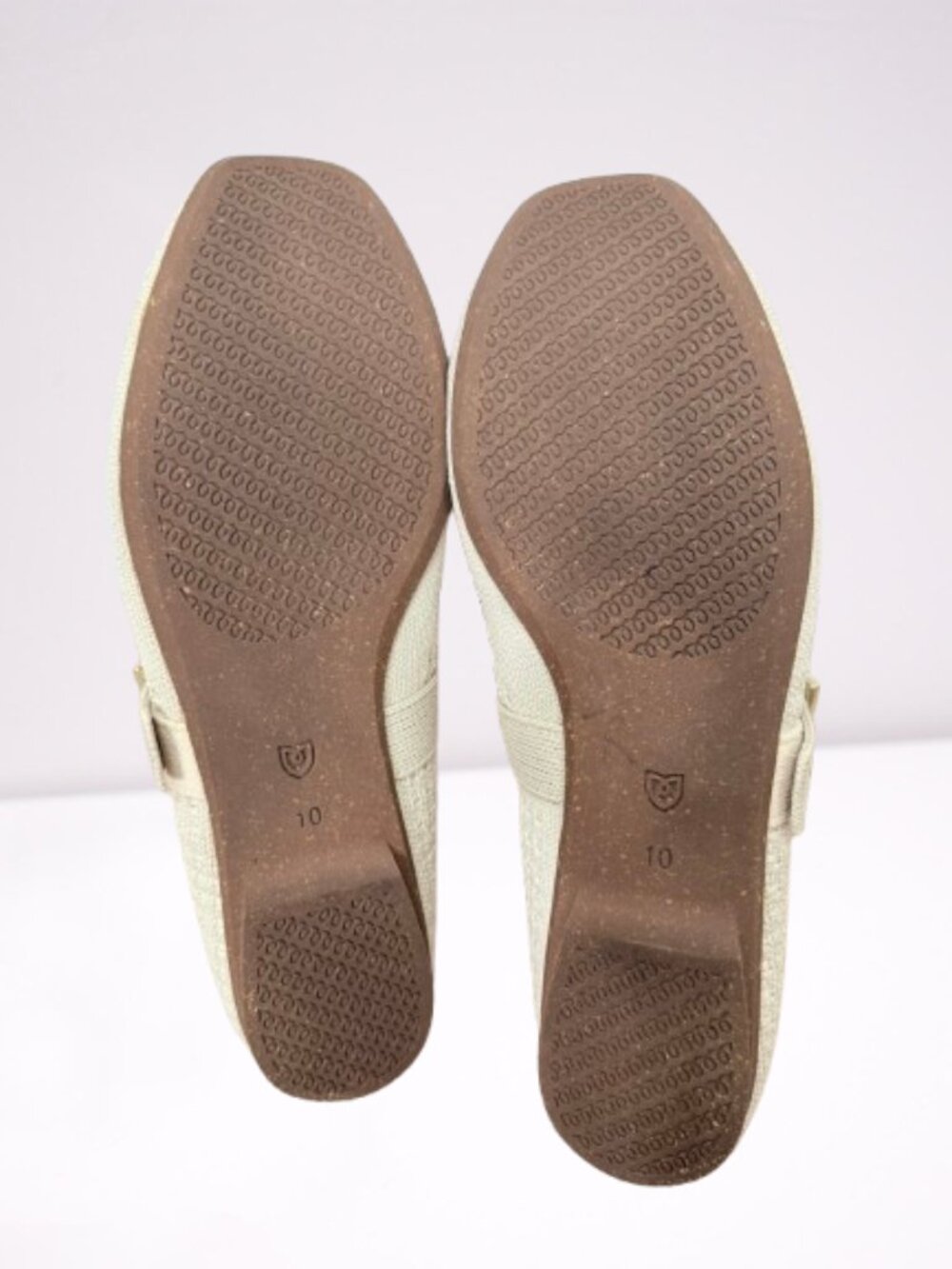 Rothy's The Max Buckle Mary Jane Flats Size 10 Cream Woven Worn Once - Picture 12 of 12